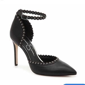 Jessica Simpson Black Stiletto Heels w Studded Accents Size 8 with original  box